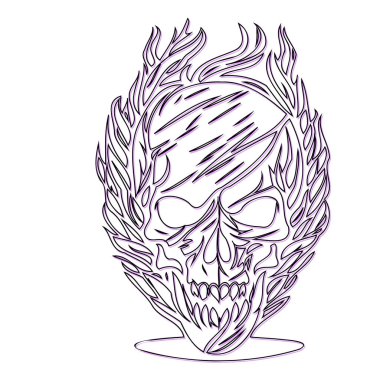 Cursed Skull Halloween illustration sketch outline shadow purple element clipart