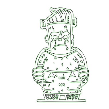 Frankenstein Monster illustration outline element sketch green clipart