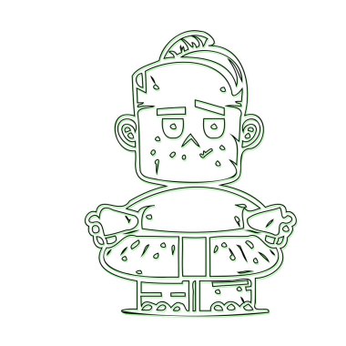 Frankenstein Monster illustration outline element sketch green clipart