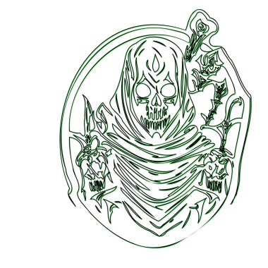 Lich illustration outline element sketch green clipart