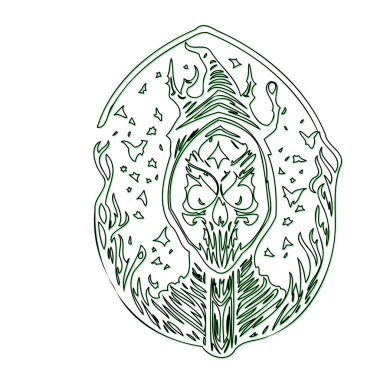 Lich illustration outline element sketch green clipart