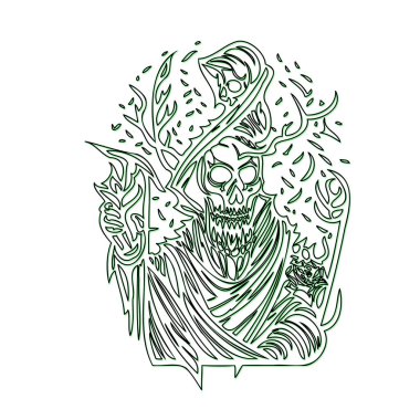 Lich illustration outline element sketch green clipart