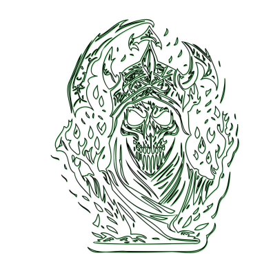 Lich illustration outline element sketch green clipart