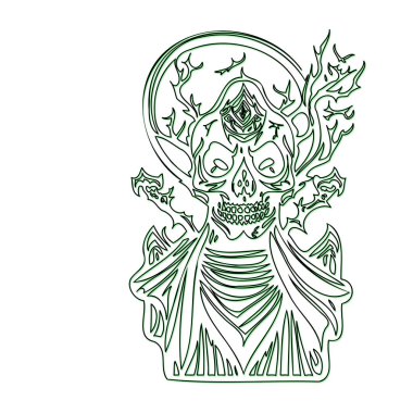 Lich illustration outline element sketch green clipart