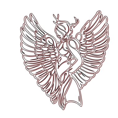 Cupid Wings illustration outline element sketch red clipart