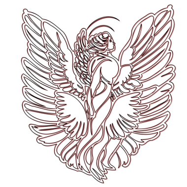 Cupid Wings illustration outline element sketch red clipart