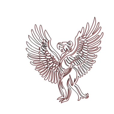 Cupid Wings illustration outline element sketch red clipart