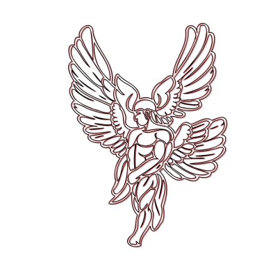 Cupid Wings illustration outline element sketch red clipart