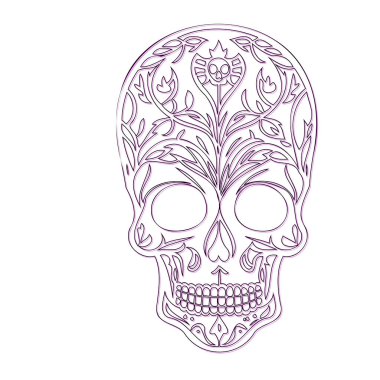 Sugar Skull illüstrasyon taslak elementi mor çizim