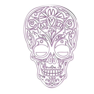 Sugar Skull illüstrasyon taslak elementi mor çizim