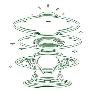 Ufo İstasyonu çizim çizim elementi yeşil