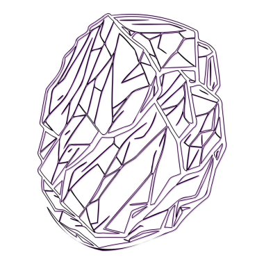 Asteroid stone outline illustration sketch element purple clipart