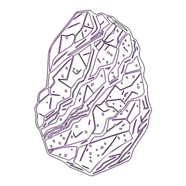 Asteroid stone outline illustration sketch element purple clipart