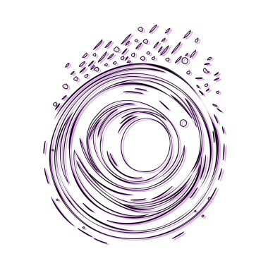 Black hole outline illustration sketch element purple clipart