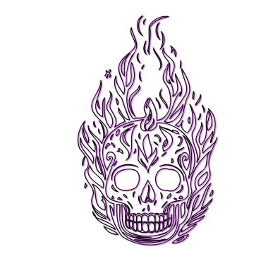 Flaming Skull Tattoo Design clipart