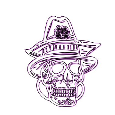 Sugar Skull with Hat Illustration for Day of the Dead clipart