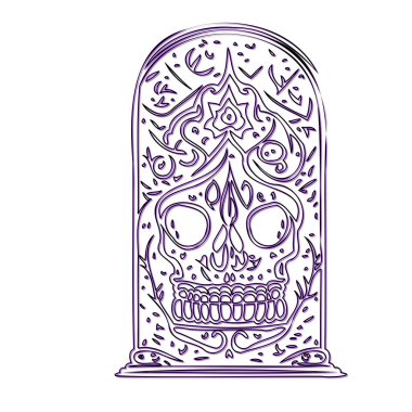 Sugar Skull Tattoo Design in an Arch clipart