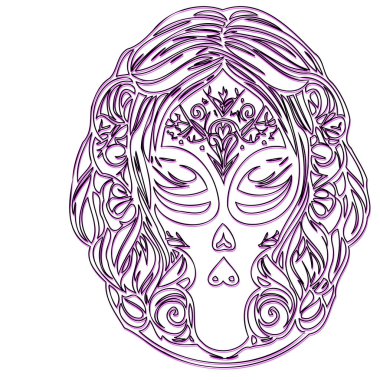 Sugar Skull with Floral Detail for Tattoo Design clipart