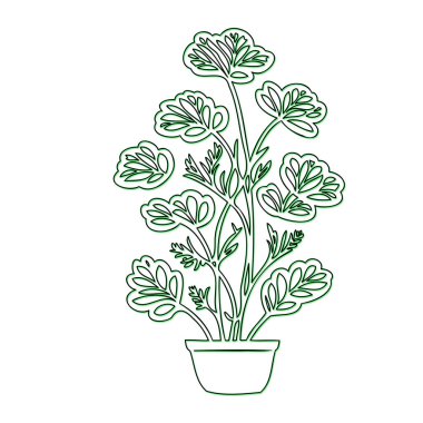 Line art drawing of a potted houseplant clipart