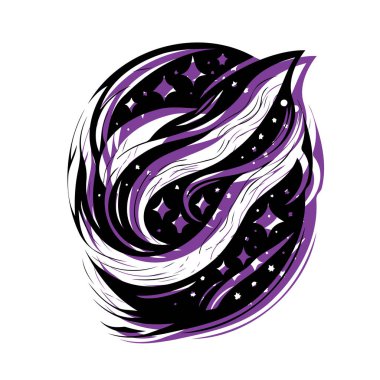 Abstract cosmic swirl design with stars. Concept of space, galaxy, and universe. clipart