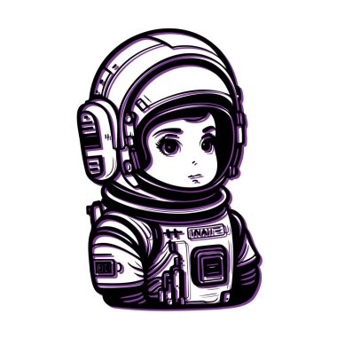 Cute Astronaut Girl Illustration. Concept of space exploration, science, and adventure. clipart