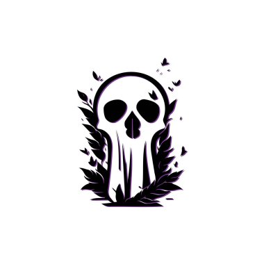 Skull with floral design. Concept of death, nature, and life cycle. clipart