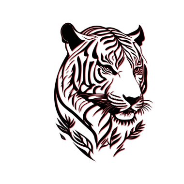 Tiger head graphic design. Concept of wild animal, strength, and power. clipart