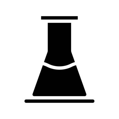 Erlenmeyer matara ikonu. Kimya, bilim ve araştırma kavramı.