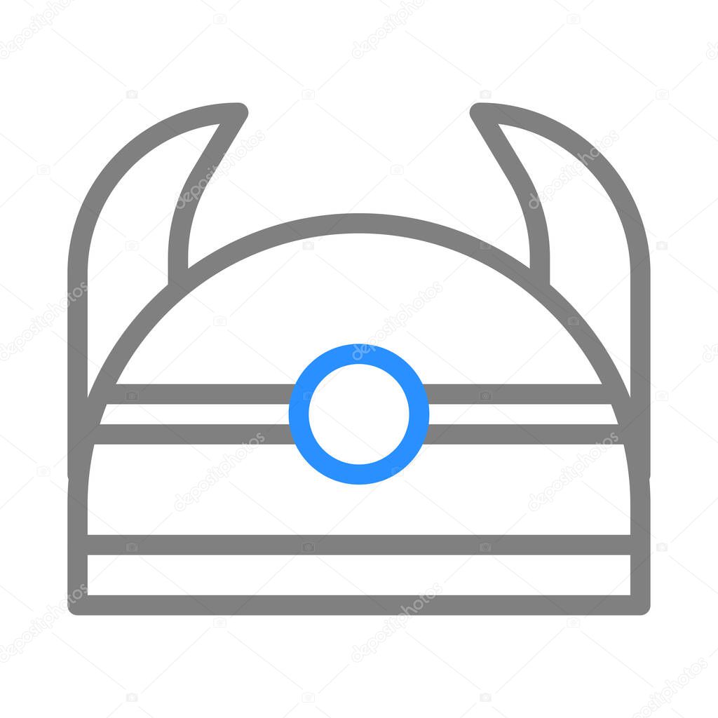 Viking helmet icon. Concept of Scandinavian culture, history, and mythology.