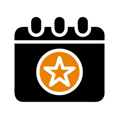 Yıldızlı takvim simgesi. Özel olay kavramı, önemli tarih ve kutlama.