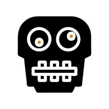 Stylize kafatası ikonu. Cadılar Bayramı, tehlike ve ölüm kavramı.