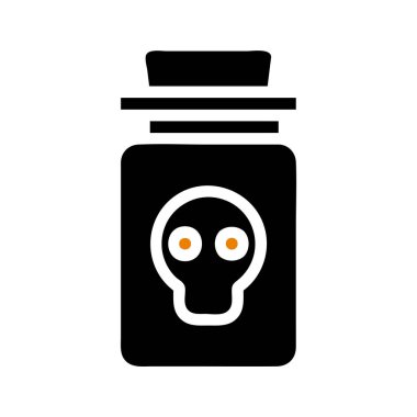 Kafatası sembollü zehir şişesi. Tehlike, zehirlilik ve ölüm kavramı.