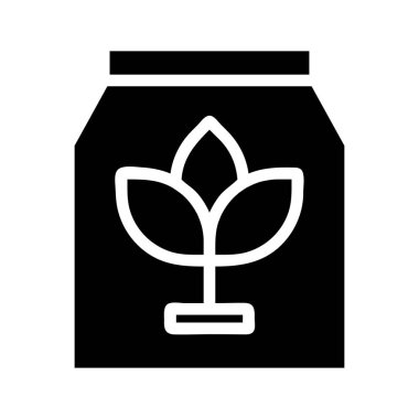 Fertilizer bag icon. Concept of gardening, agriculture, and plant growth.