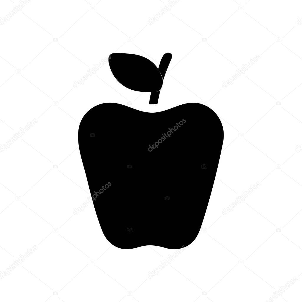 Apple fruit silhouette icon. Concept of healthy eating, diet, and nutrition.