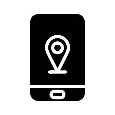 Konum simgesi olan akıllı telefon. Navigasyon, GPS ve izleme kavramı.
