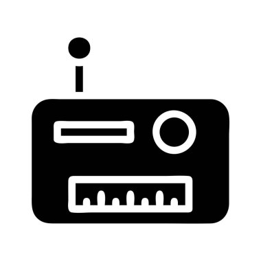 Radyo ikonu silueti. İletişim, yayın ve eğlence kavramı.