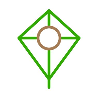 Yeşil uçurtma ikonu. Çocukluk kavramı, özgürlük ve oyun.