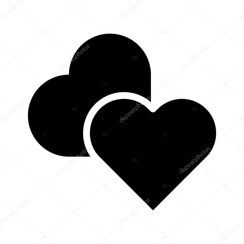 Two overlapping heart icons. Concept of love, romance, and relationship.