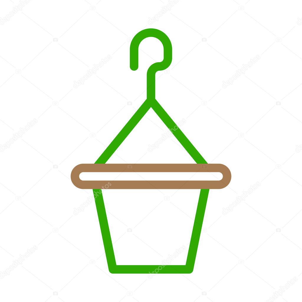 Hanging plant pot icon. Concept of gardening, home decor, and nature.