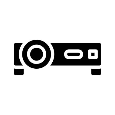 Sunum veya ev sineması için projektör simgesi. Projeksiyon ve görsel görüntü kavramı.