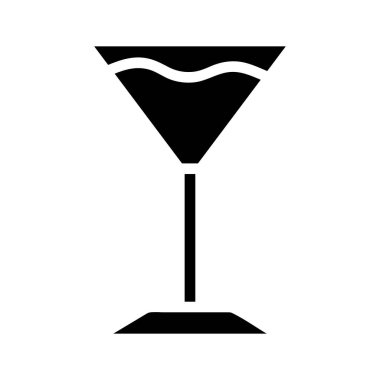 Martini bardağı silueti. Kutlama, parti ve alkollü içecekler kavramı.