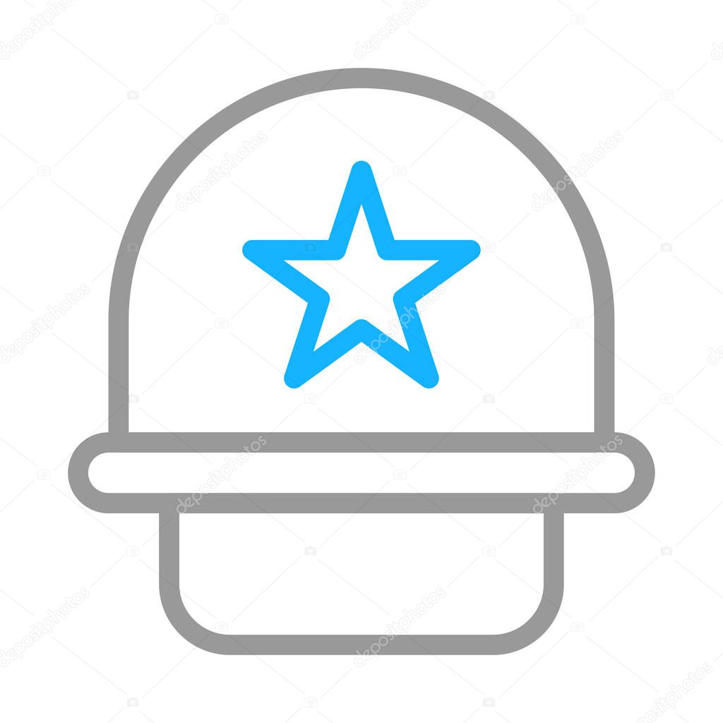 Police hat icon with star. Concept of law enforcement, security, and authority.