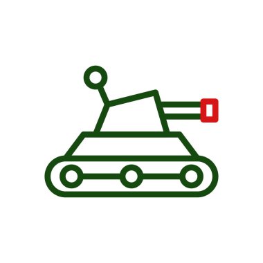 Askeri Tank Simgesi. Bir Savaş Makinesinin Basit Vektör İllüstrasyonu.