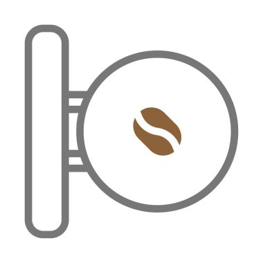 Kahve dükkanı tabelası, kahve çekirdeği ikonu, kafenin dış tabelası..