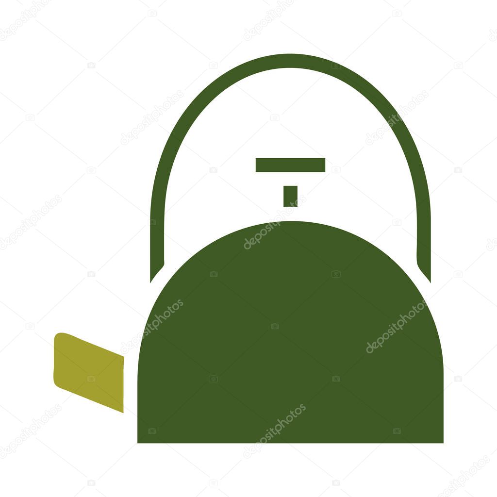 Green Kettle Icon. Simple Kettle Silhouette.