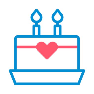 Birthday cake with heart and candles. Icon for love, celebration, and happiness. clipart