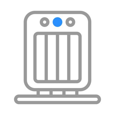 Taşınabilir elektrikli ısıtıcı simgesi. Sıcaklık, konfor ve ev ısıtma kavramı.