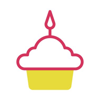 Birthday cupcake icon. Simple cupcake with candle. clipart