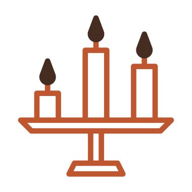 Bir stantta Üç Mum. Basit Candleholder Simgesi. Ev dekorasyonu, Aydınlatma ve Şenlik.