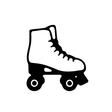 Simple black and white illustration of a classic roller skate clipart